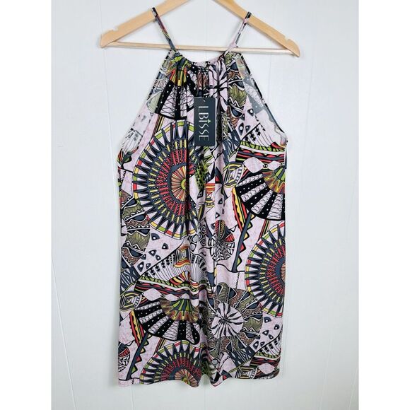 NWT Lbisse Dress XL Pink Colorful‎ Crop Circle Halter Sleeveless Summer Dress - Picture 1 of 12